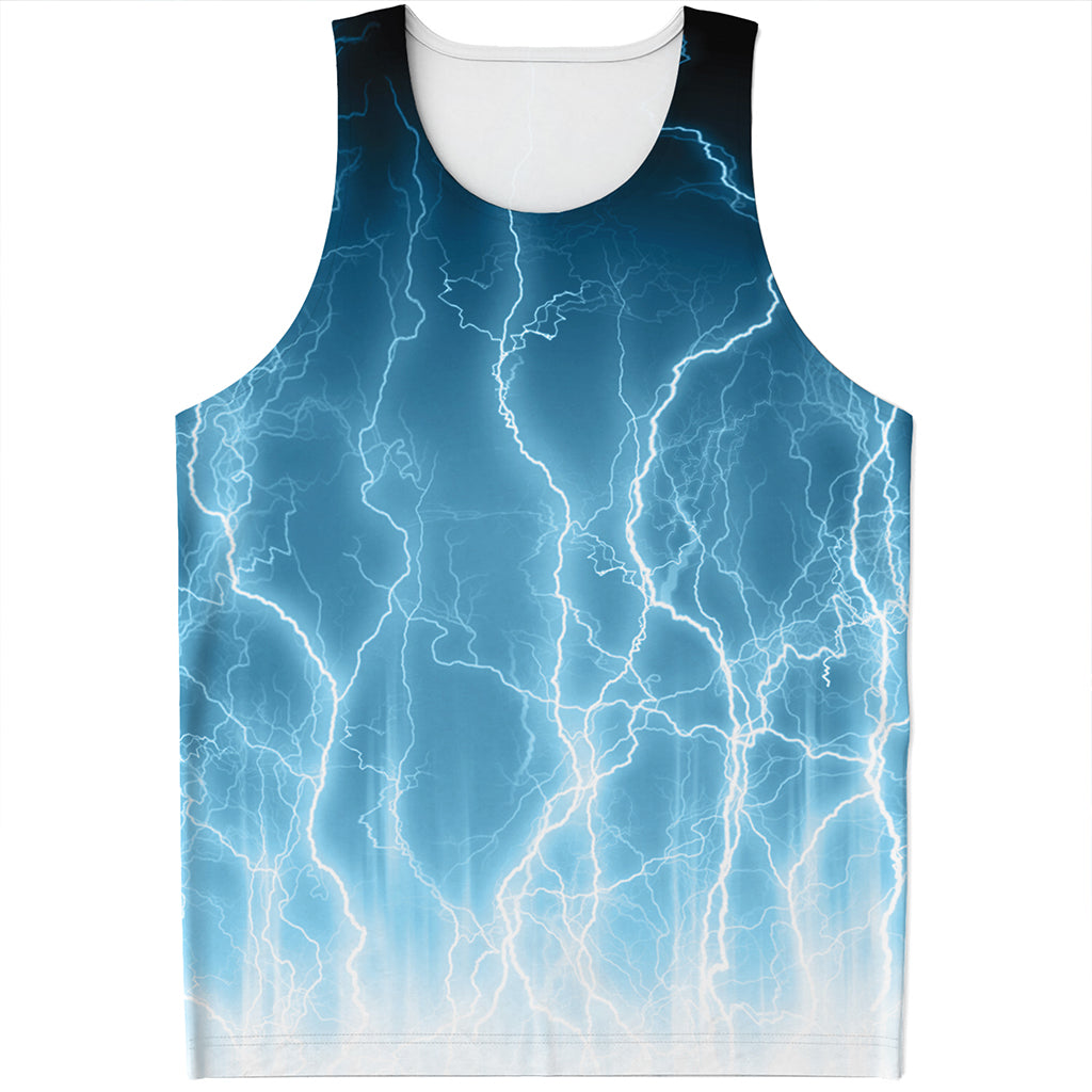 Blue Lightning Print Men's Tank Top