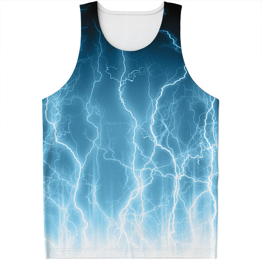 Blue Lightning Print Men's Tank Top