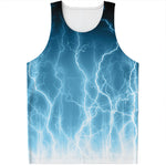 Blue Lightning Print Men's Tank Top