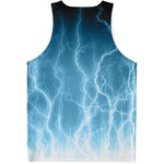 Blue Lightning Print Men's Tank Top