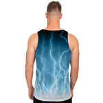 Blue Lightning Print Men's Tank Top