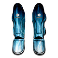 Blue Lightning Print Muay Thai Shin Guards