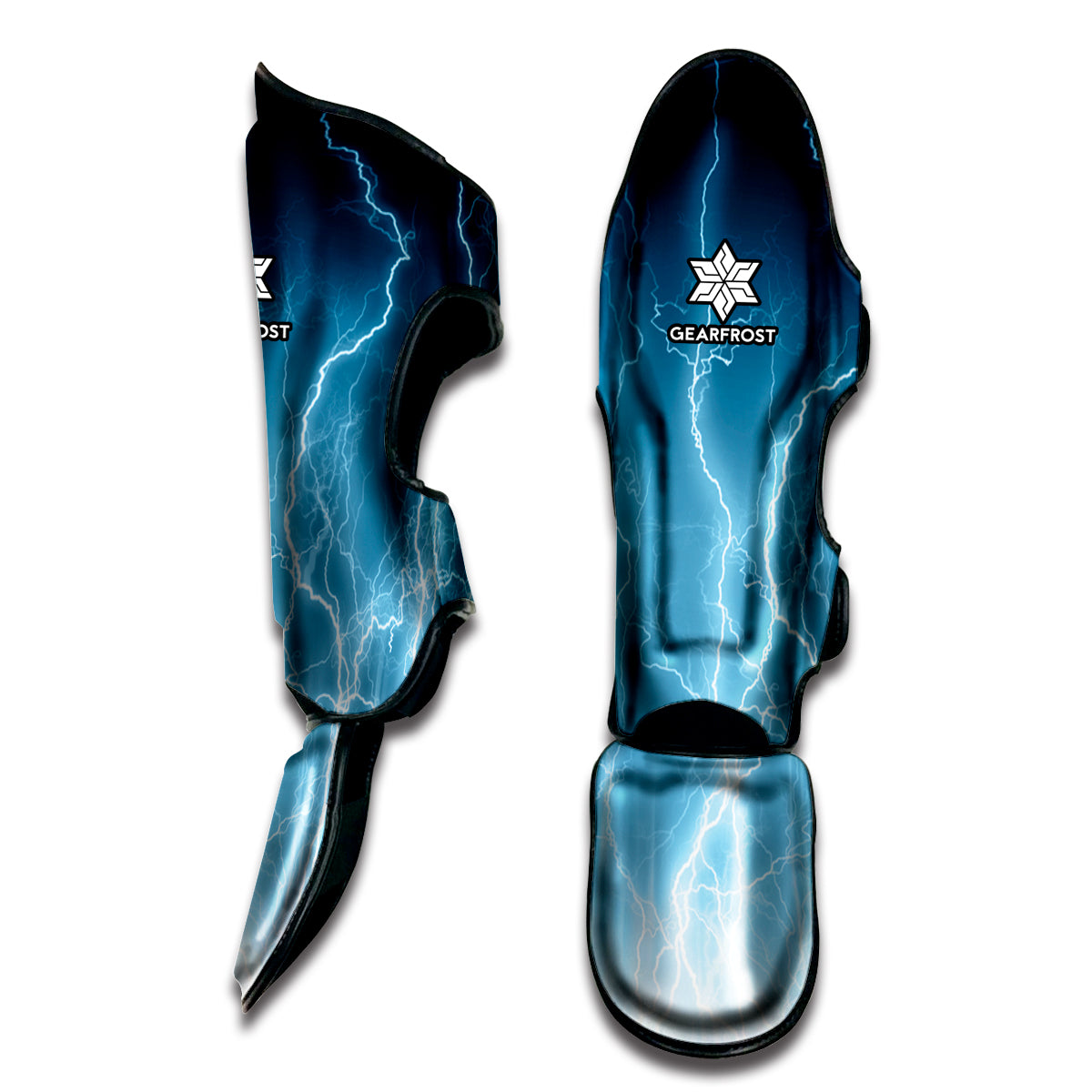 Blue Lightning Print Muay Thai Shin Guard