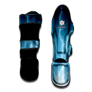 Blue Lightning Print Muay Thai Shin Guard