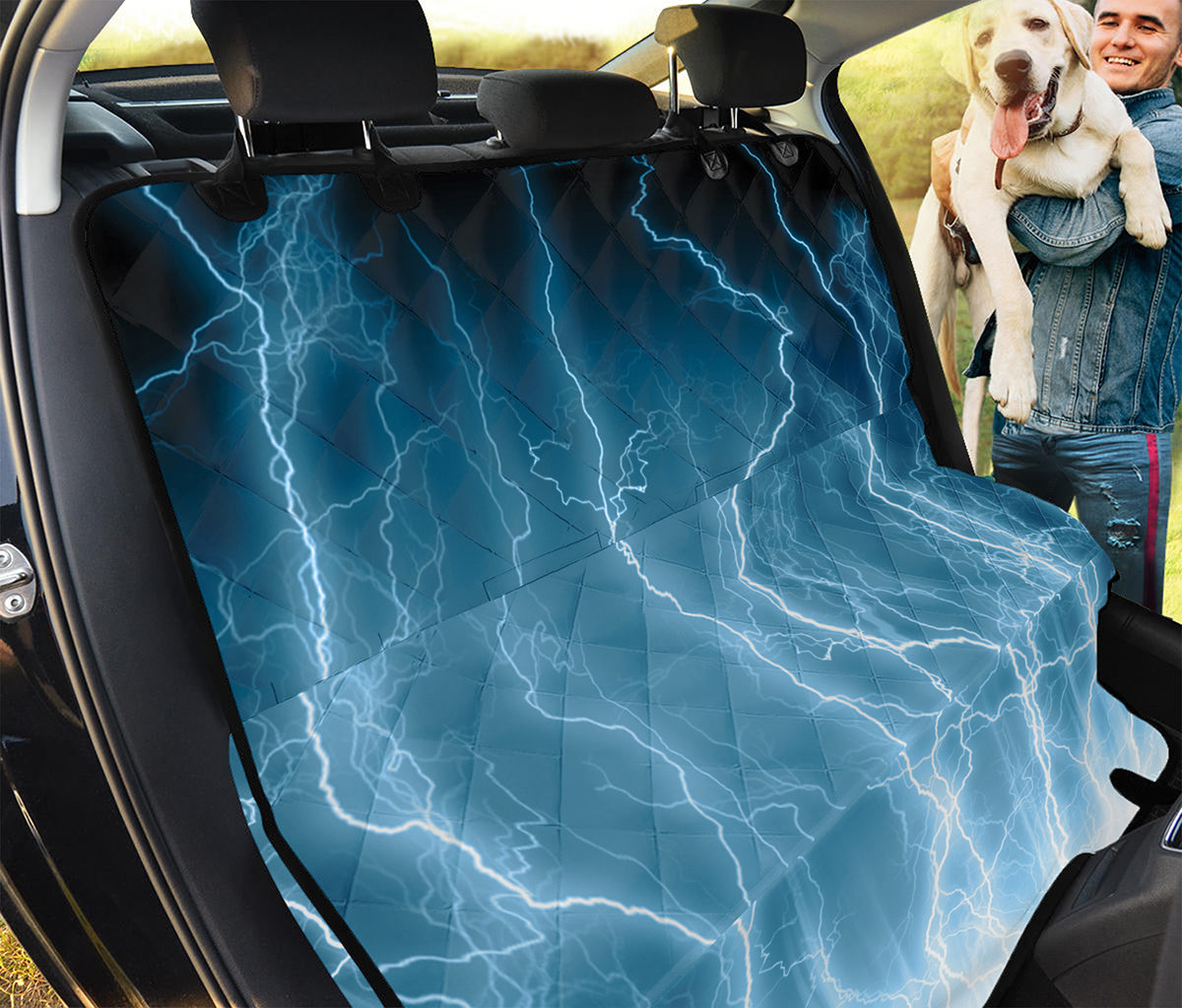 Blue Lightning Print Pet Car Back Seat Cover
