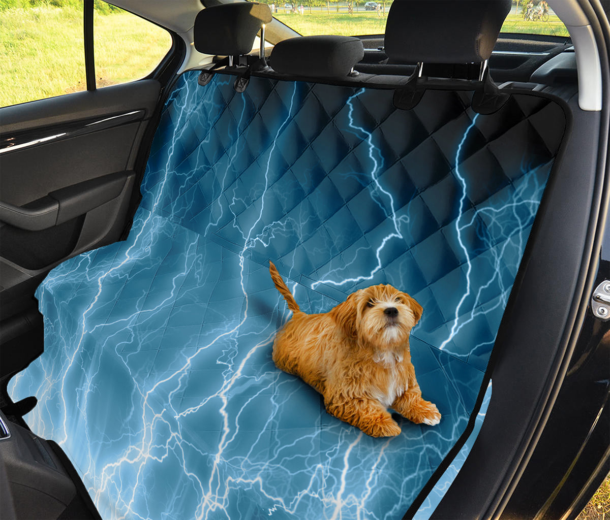 Blue Lightning Print Pet Car Back Seat Cover
