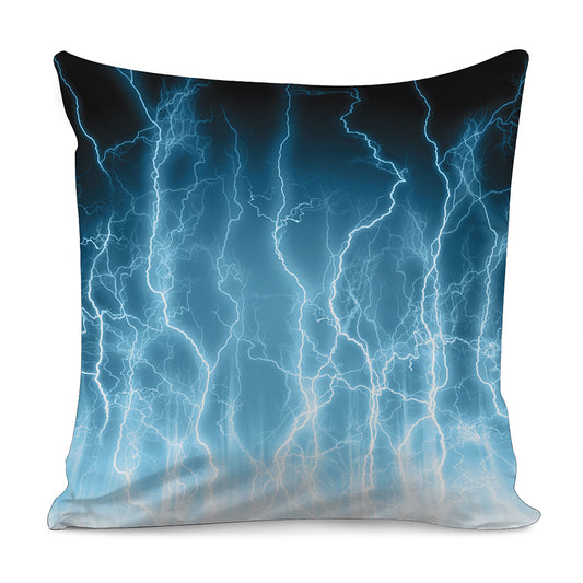 Blue Lightning Print Pillow Cover
