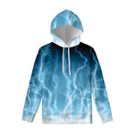 Blue Lightning Print Pullover Hoodie