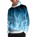 Blue Lightning Print Pullover Hoodie