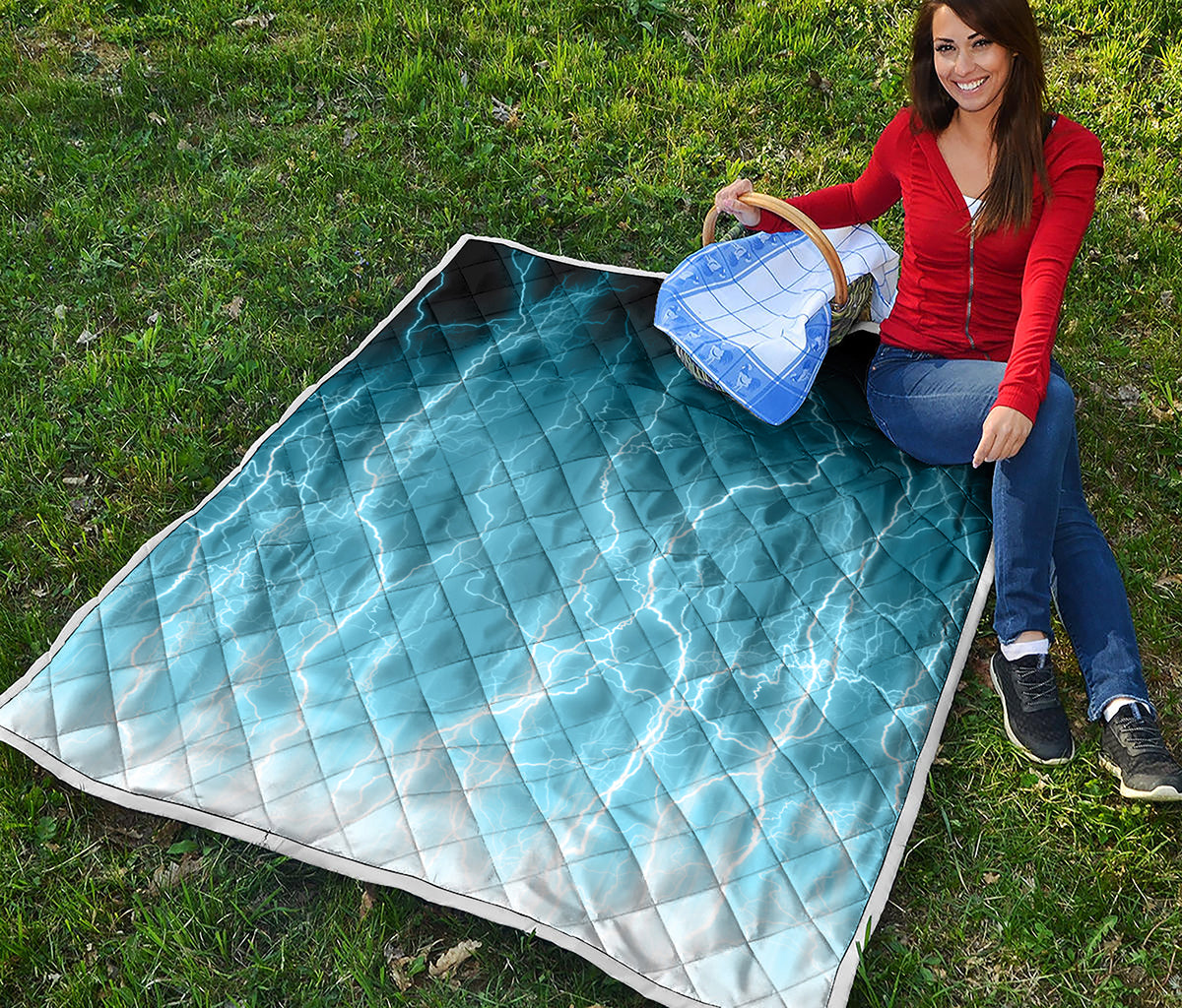 Blue Lightning Print Quilt