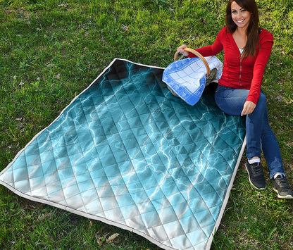 Blue Lightning Print Quilt