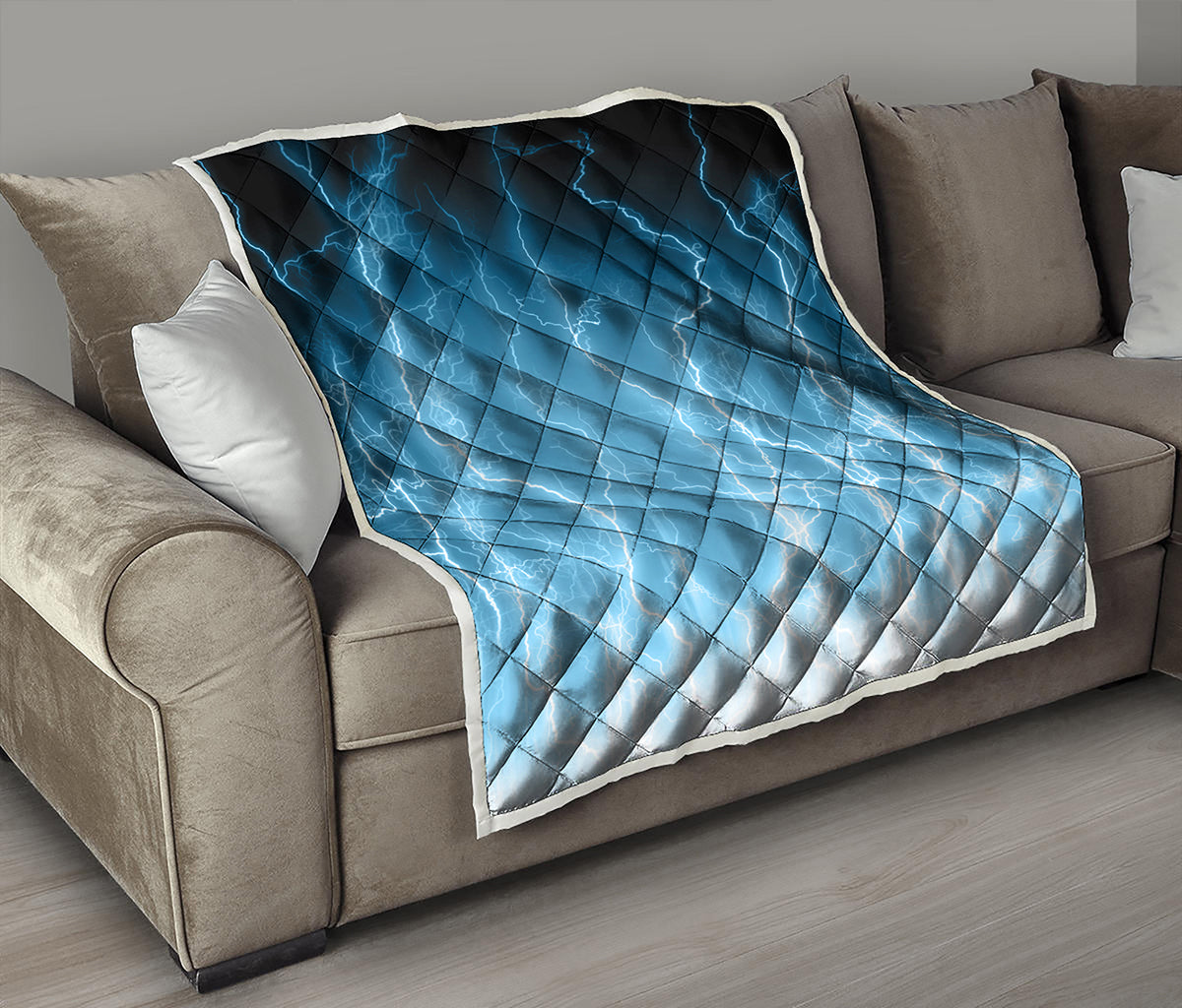 Blue Lightning Print Quilt