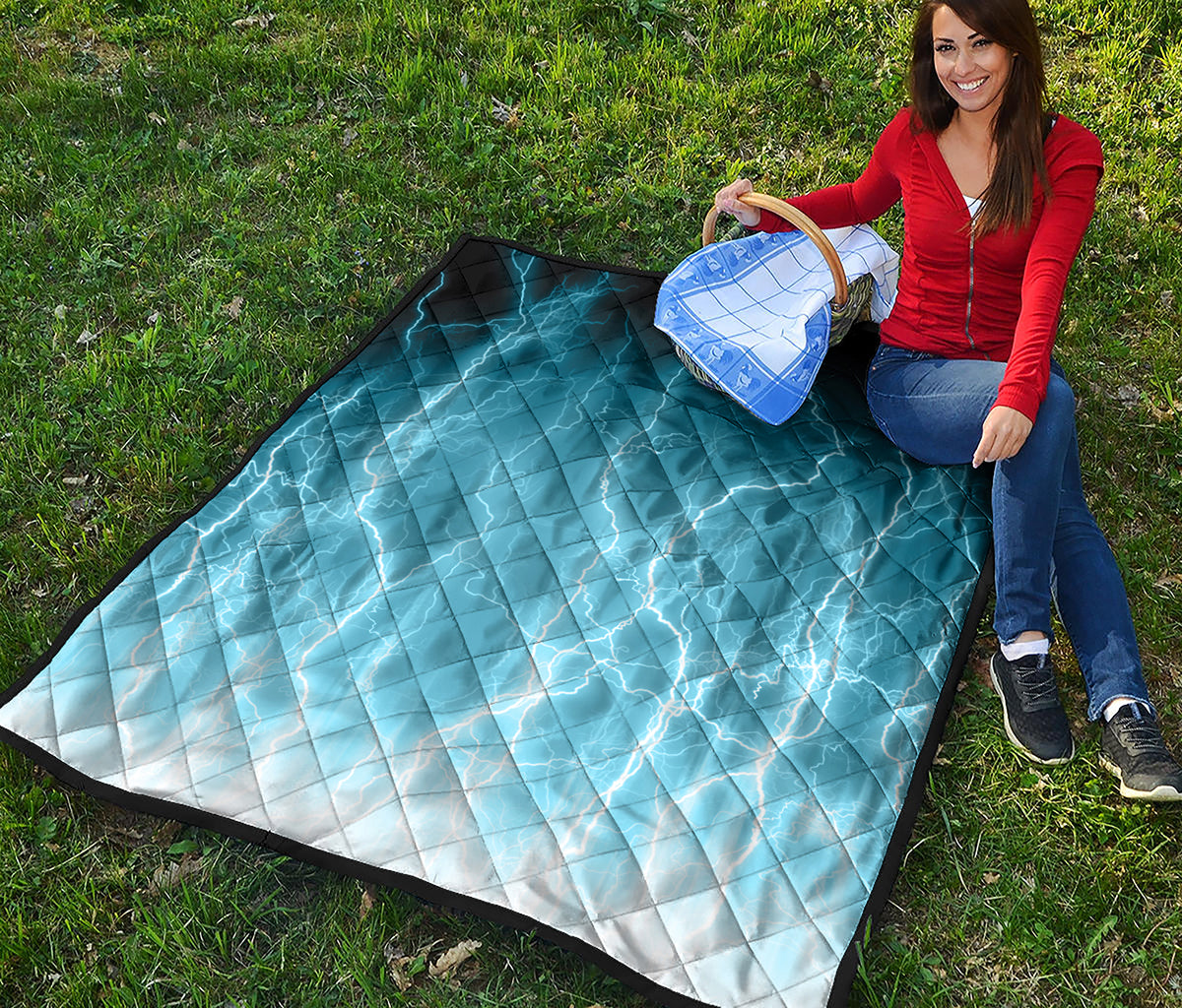 Blue Lightning Print Quilt