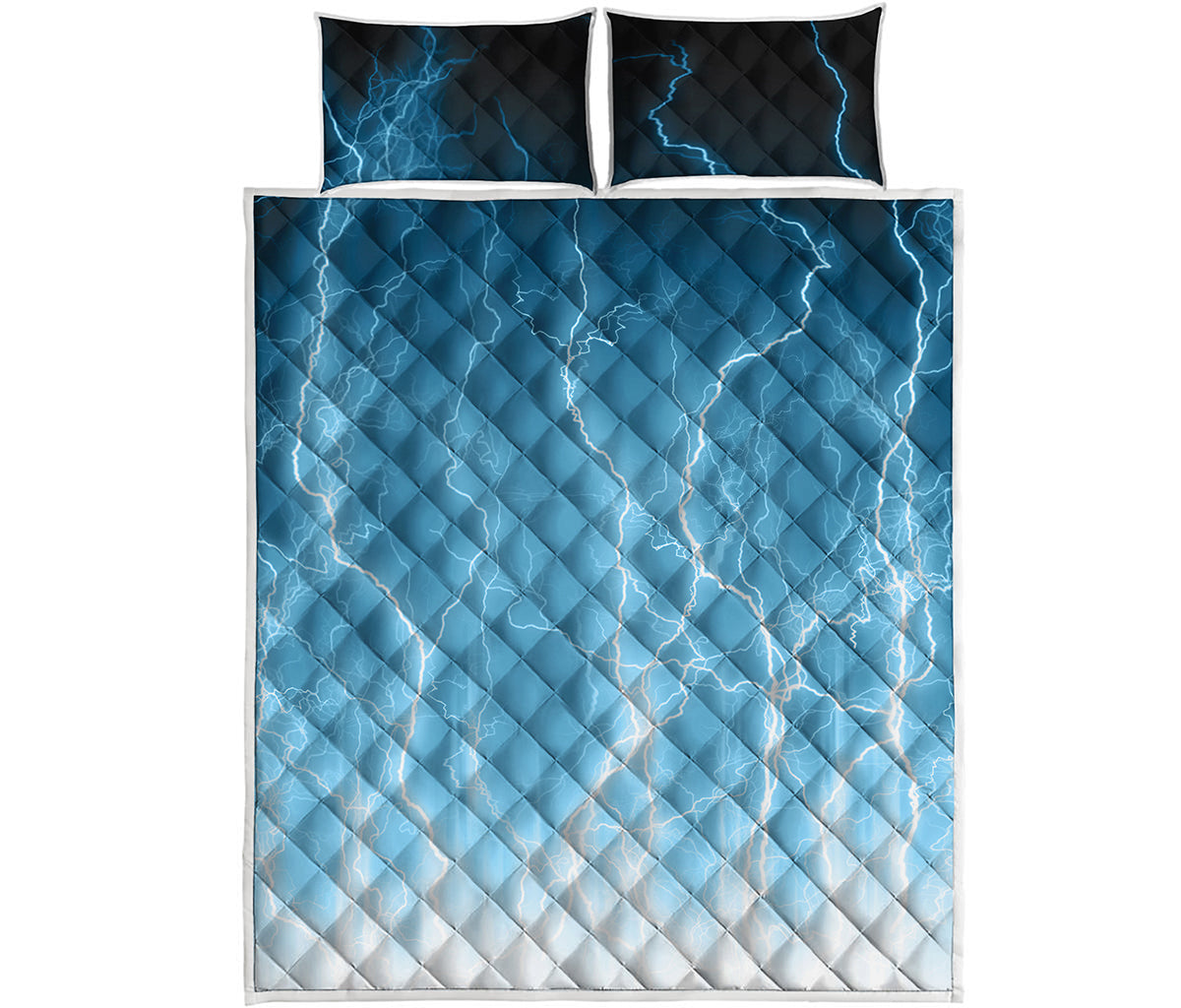 Blue Lightning Print Quilt Bed Set