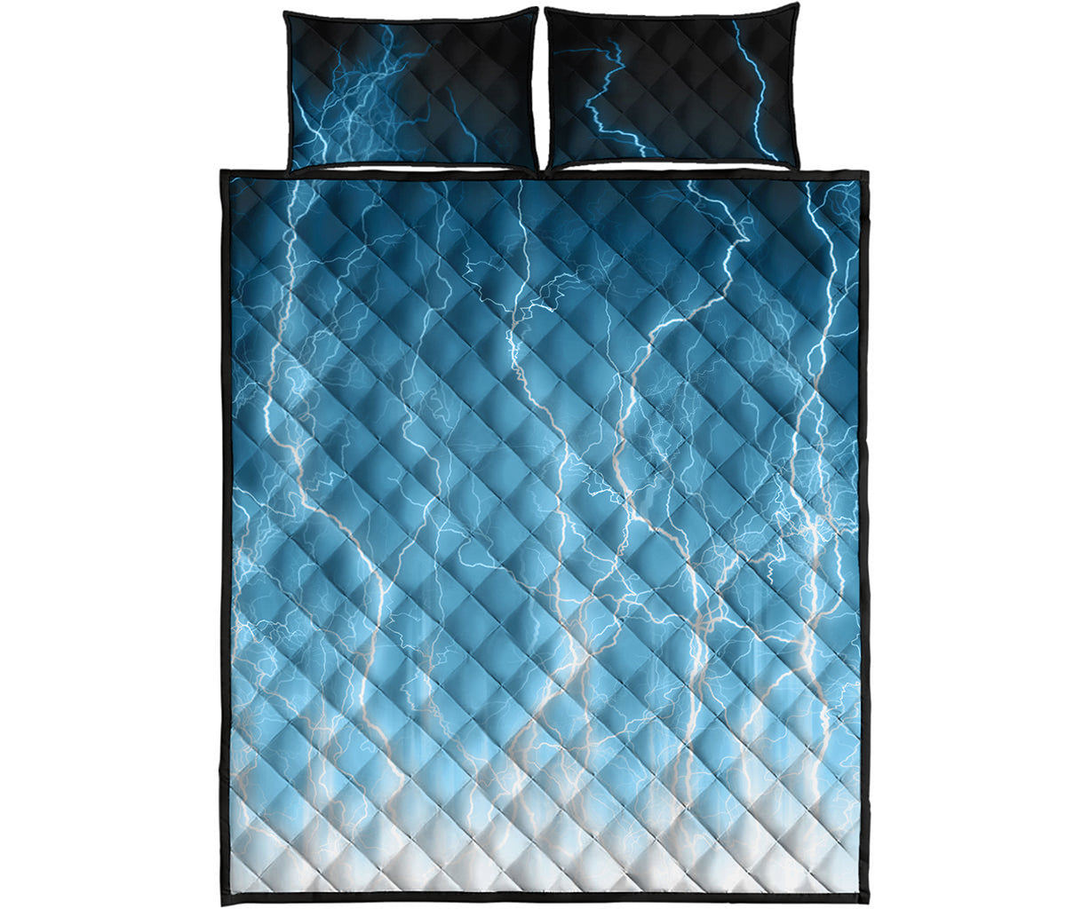 Blue Lightning Print Quilt Bed Set