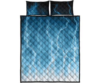 Blue Lightning Print Quilt Bed Set