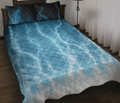 Blue Lightning Print Quilt Bed Set