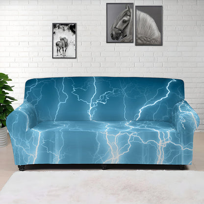 Blue Lightning Print Sofa Cover