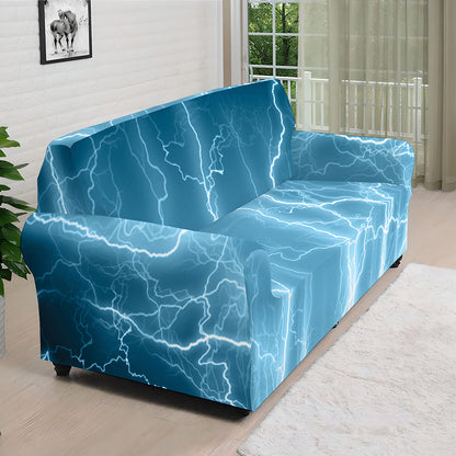 Blue Lightning Print Sofa Cover
