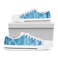 Blue Lightning Print White Low Top Sneakers