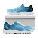 Blue Lightning Print White Sneakers