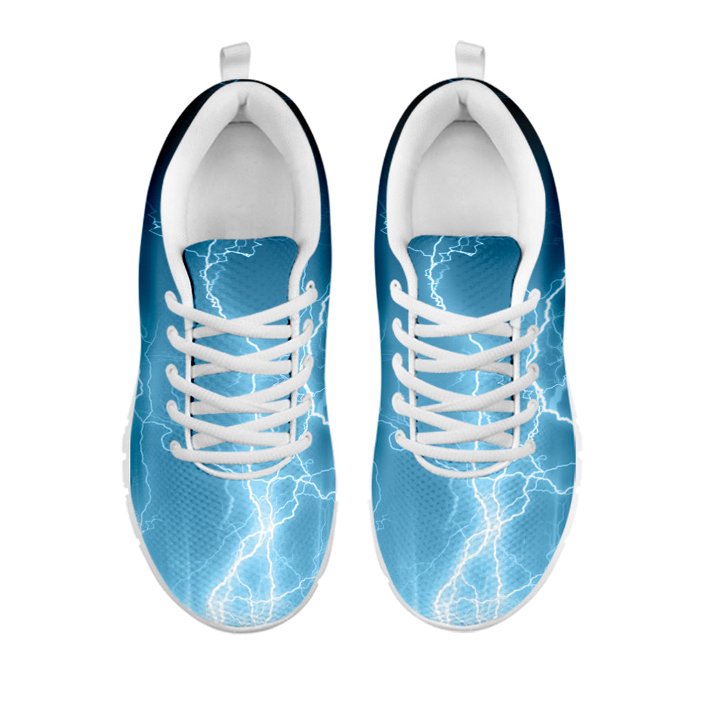 Blue Lightning Print White Sneakers