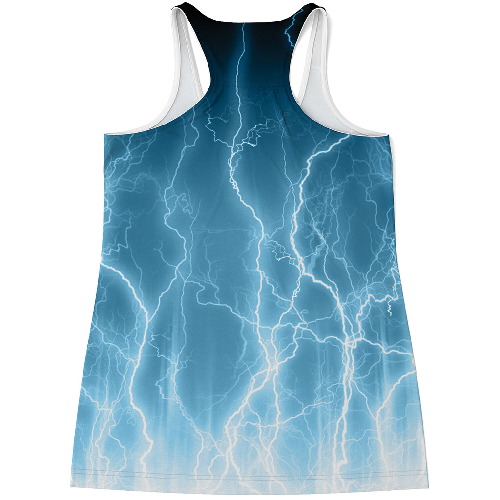 Blue Lightning Print Women's Racerback Tank Top