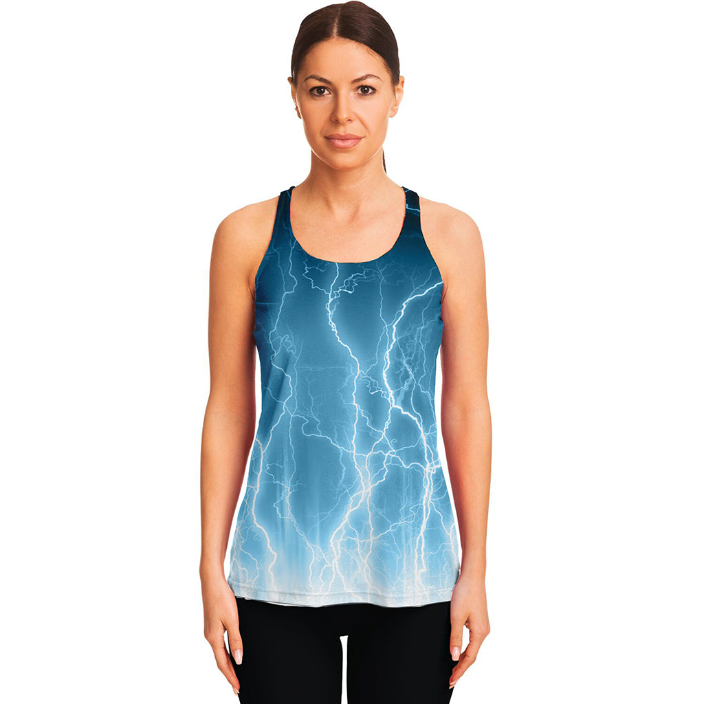 Blue Lightning Print Women's Racerback Tank Top
