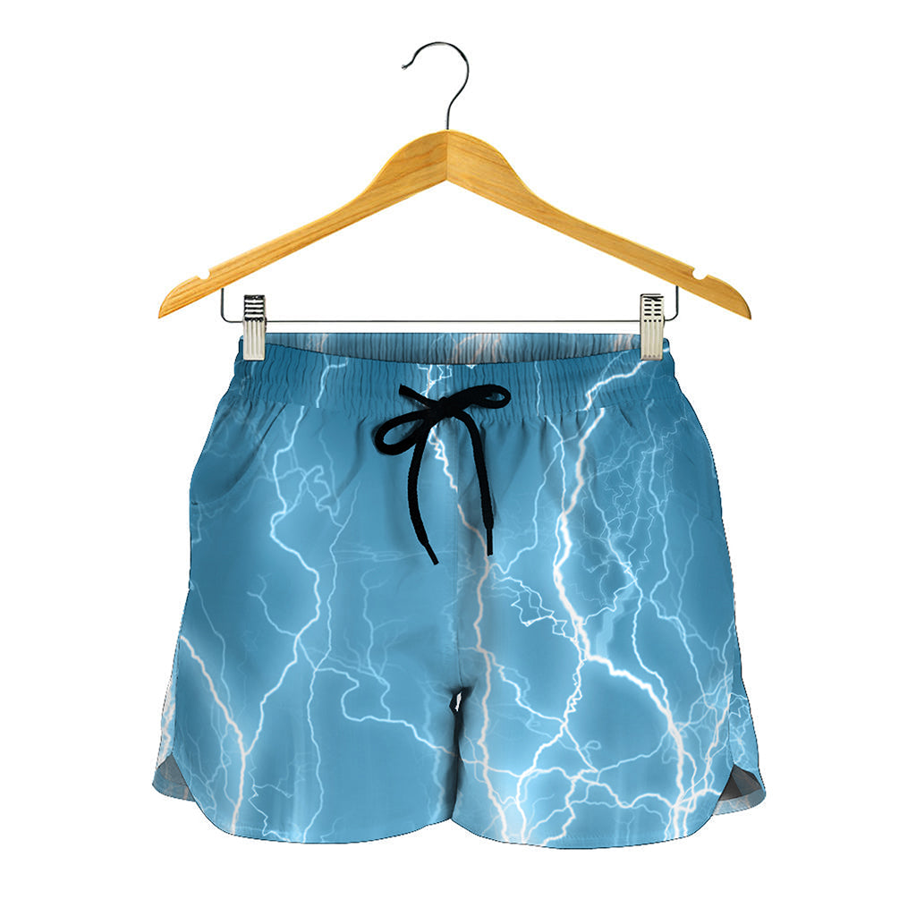 Blue Lightning Print Women's Shorts