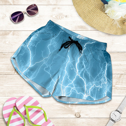 Blue Lightning Print Women's Shorts