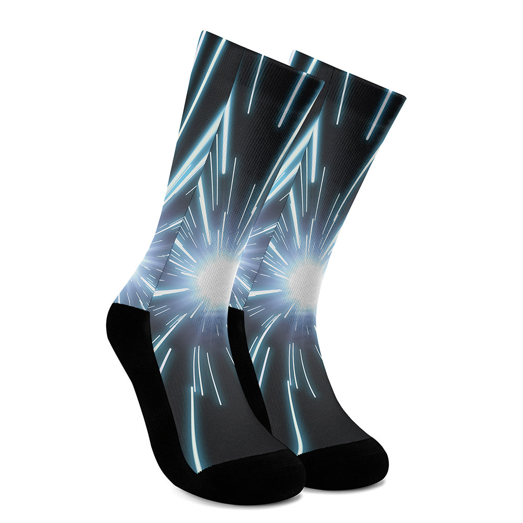 Blue Lightspeed Print Crew Socks