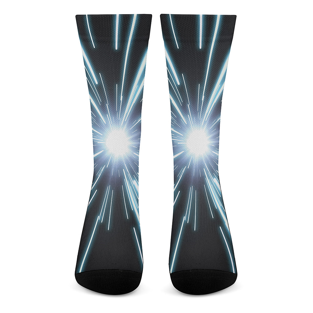 Blue Lightspeed Print Crew Socks