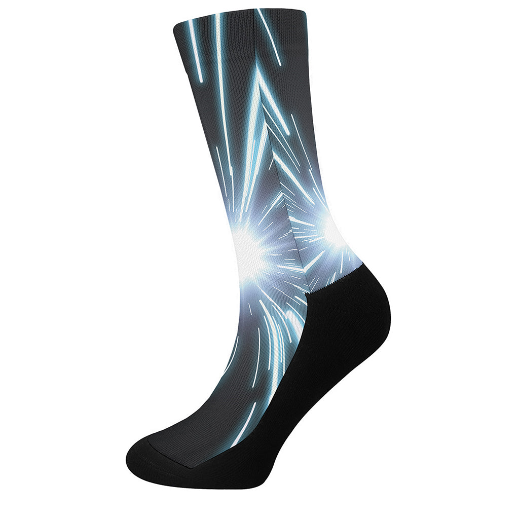 Blue Lightspeed Print Crew Socks