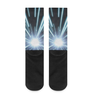 Blue Lightspeed Print Crew Socks