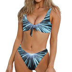 Blue Lightspeed Print Front Bow Tie Bikini