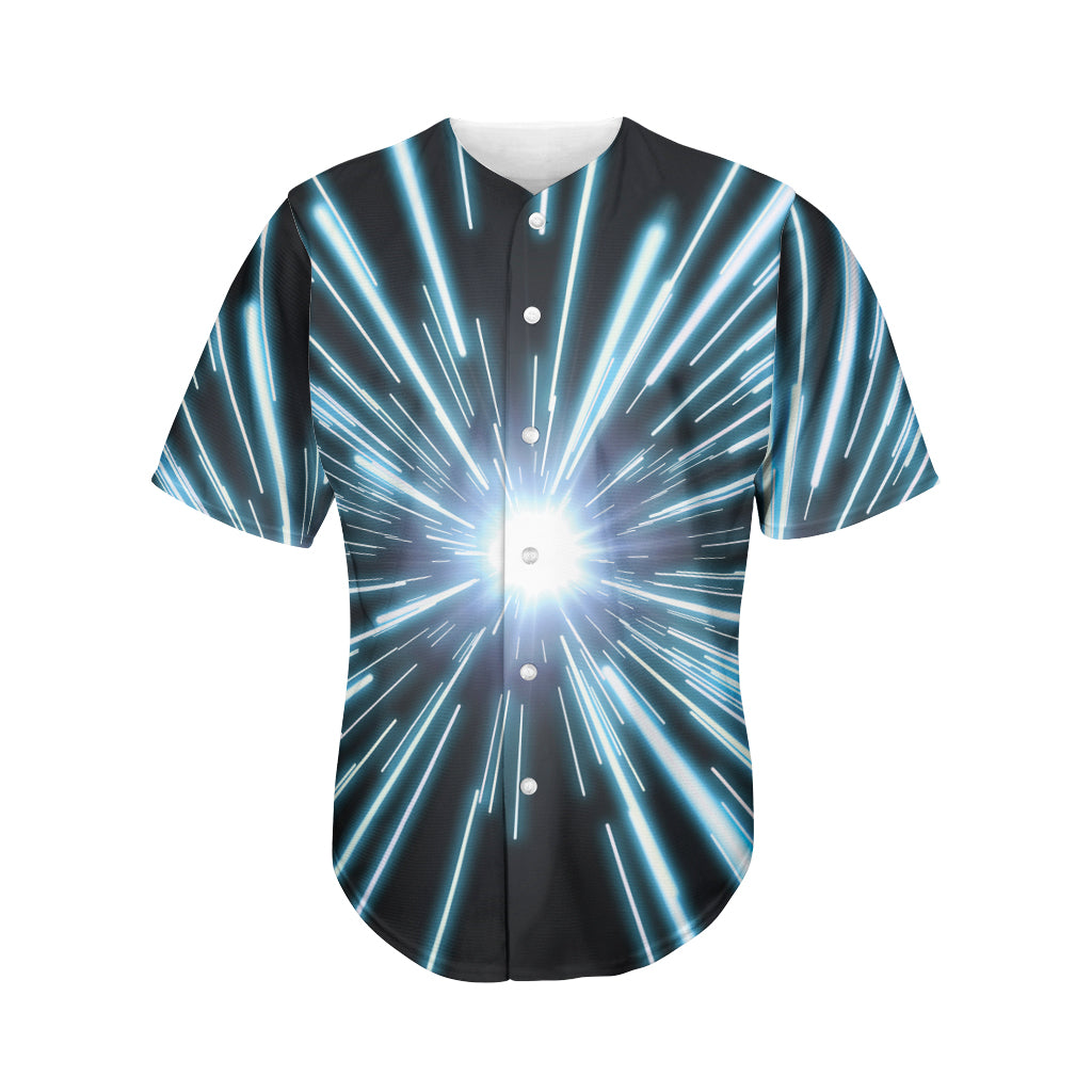 Blue Lightspeed Print Men's Baseball Jersey