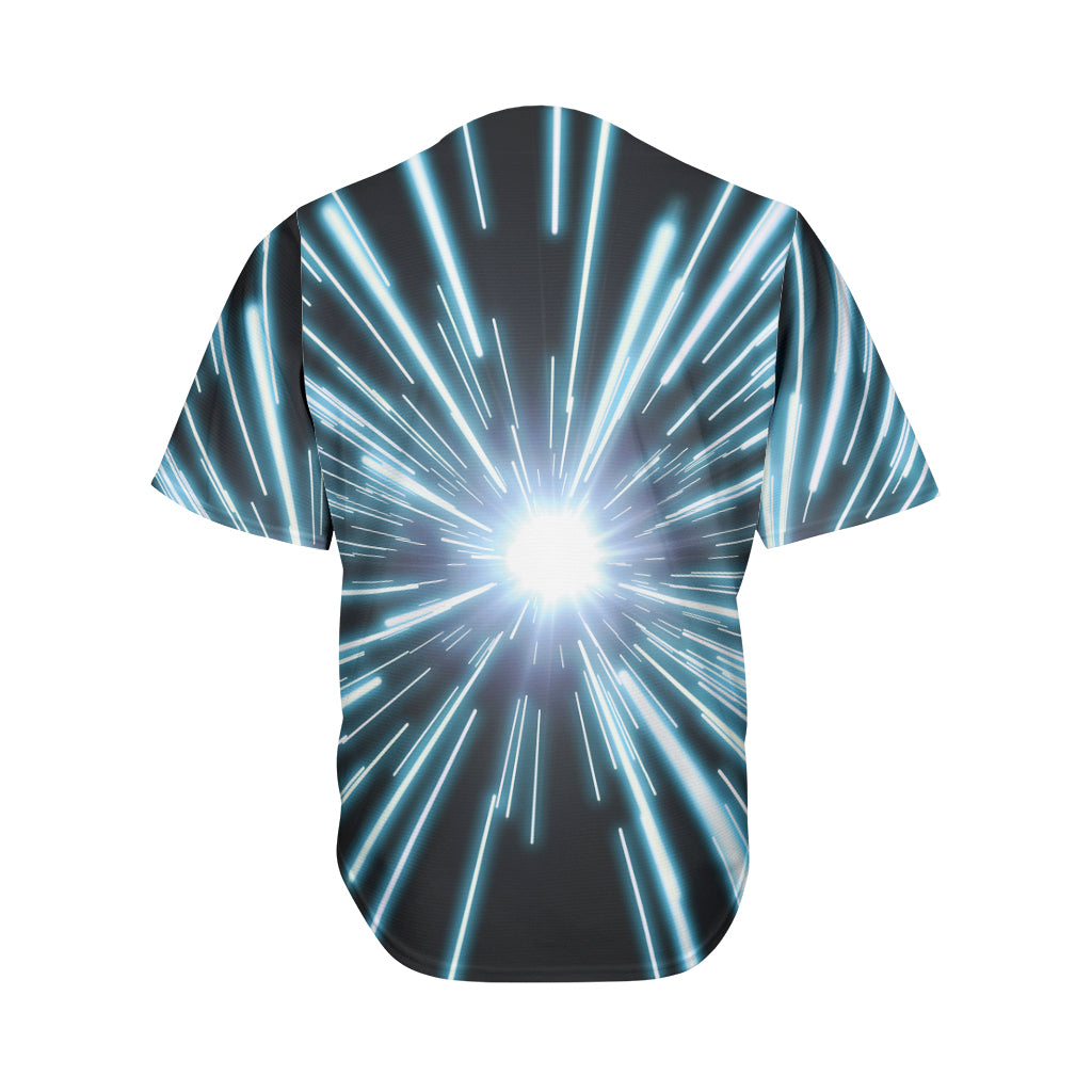 Blue Lightspeed Print Men's Baseball Jersey