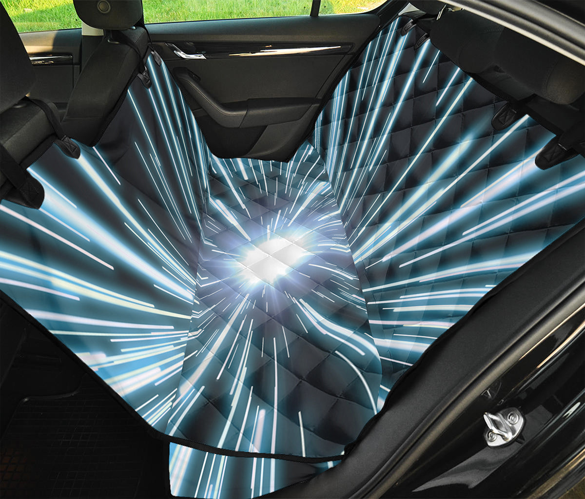 Blue Lightspeed Print Pet Car Back Seat Cover