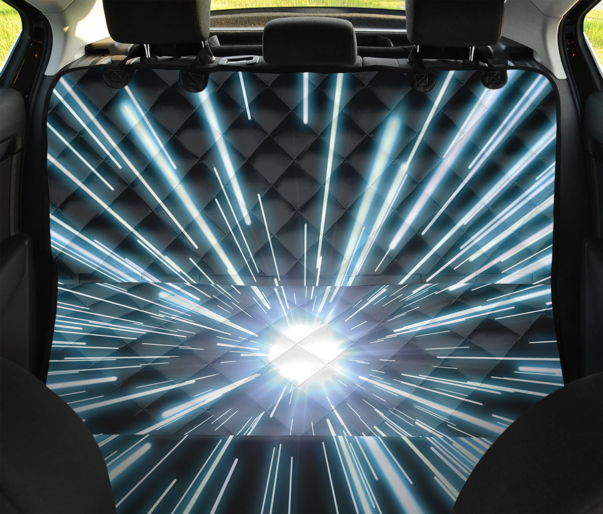 Blue Lightspeed Print Pet Car Back Seat Cover