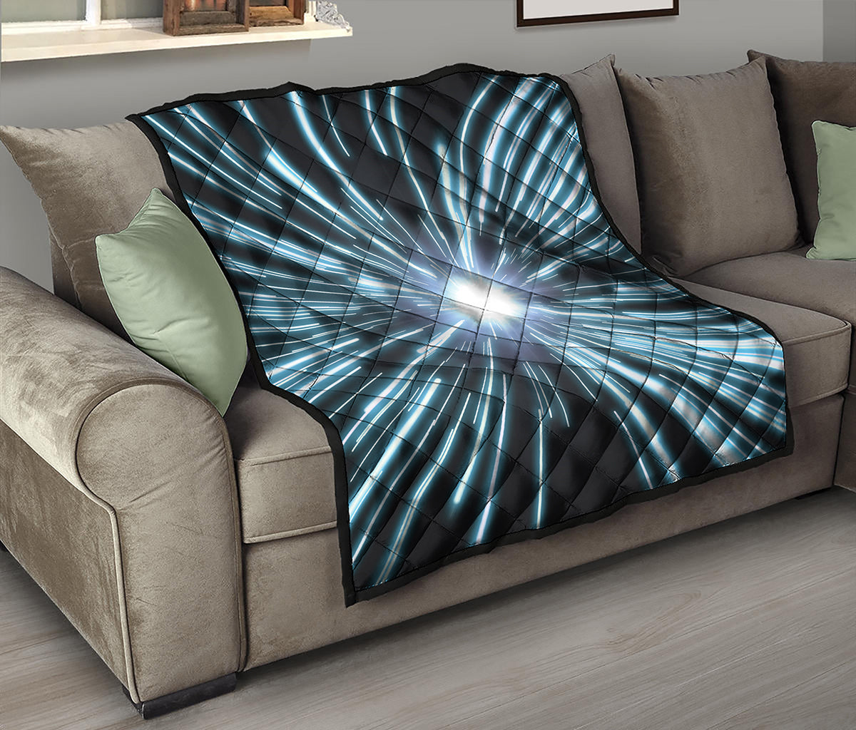 Blue Lightspeed Print Quilt