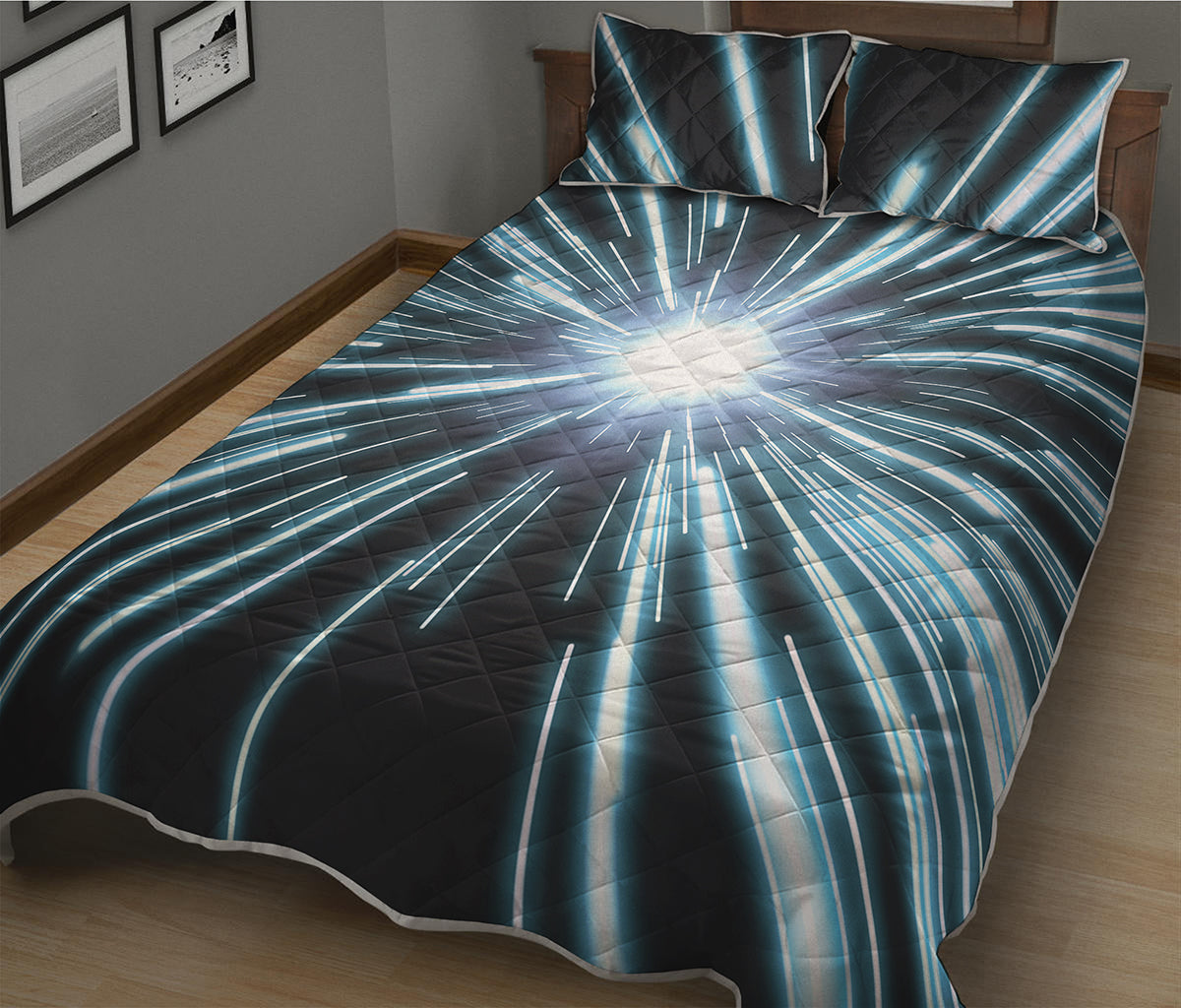 Blue Lightspeed Print Quilt Bed Set