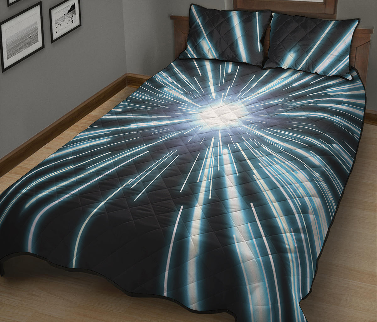 Blue Lightspeed Print Quilt Bed Set