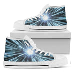 Blue Lightspeed Print White High Top Shoes