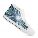 Blue Lightspeed Print White High Top Shoes