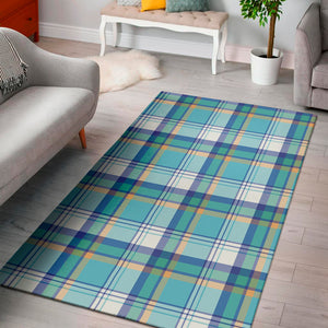 Blue Madras Pattern Print Area Rug