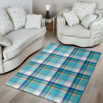 Blue Madras Pattern Print Area Rug