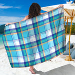 Blue Madras Pattern Print Beach Sarong Wrap