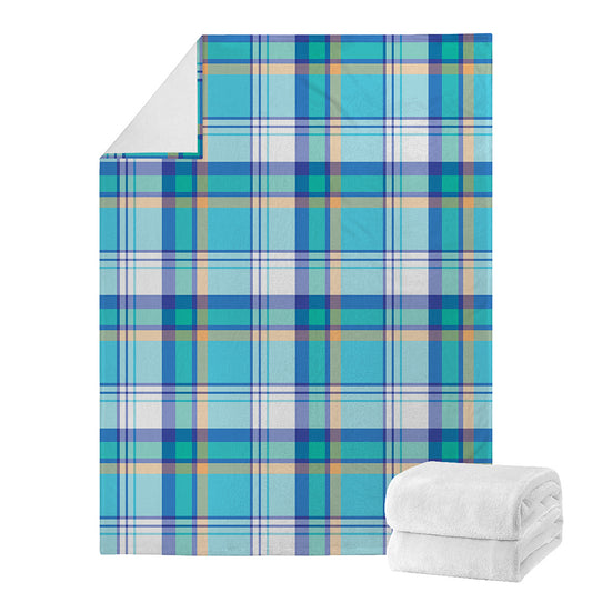 Blue Madras Pattern Print Blanket