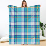 Blue Madras Pattern Print Blanket