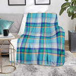 Blue Madras Pattern Print Blanket